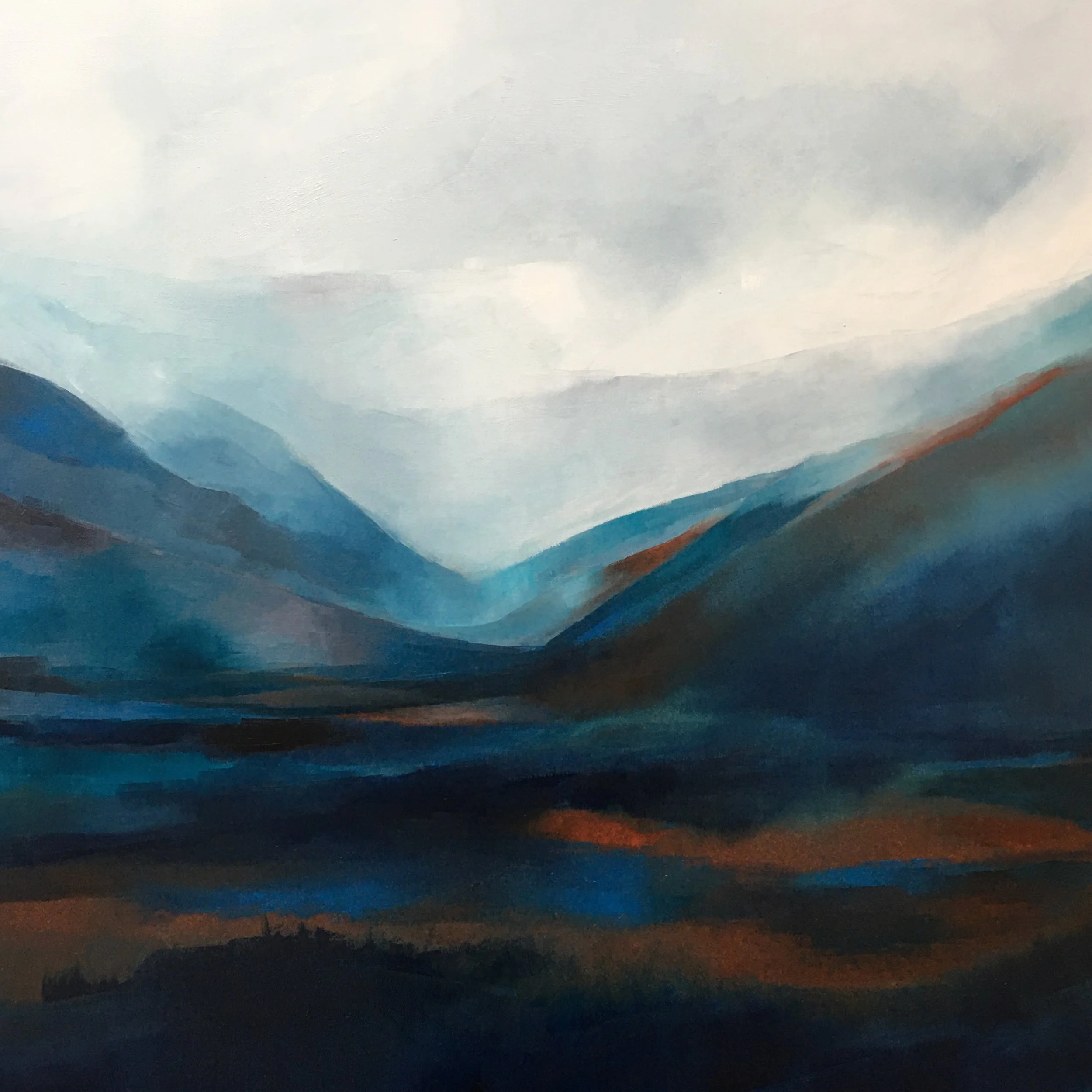 Highlands (Topografie) / Öl auf Leinwand, 70 x 70 x 4.5 cm