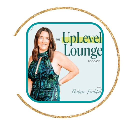 The Uplevel Lounge Podcast Cover with a green outline and the digital solutions team's gold circle icon surrounding it