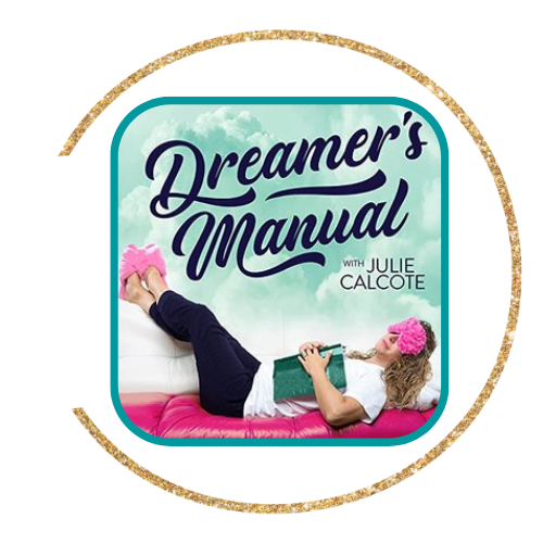 Dreamer's manual podcast cover with with a green outline and the digital solutions team's gold circle icon surrounding it