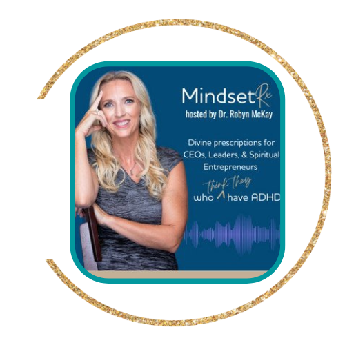 Mindset RX Podcast Cover with a green outline and the digital solutions team's gold circle icon surrounding it