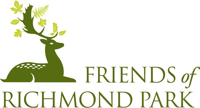Logo of a deer with green leaves as antlers next to the text 'FRIENDS of RICHMOND PARK' in green font.