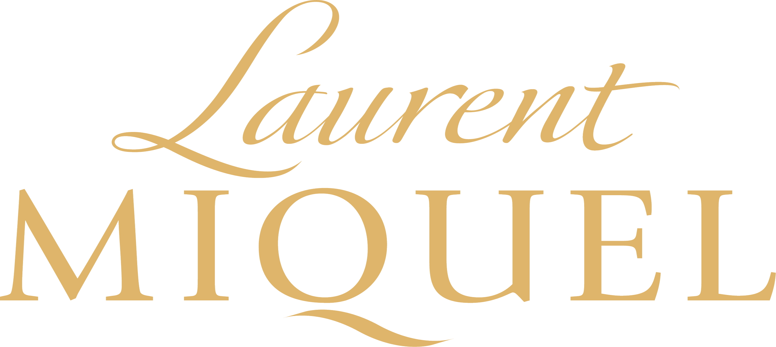 The logo with the name 'Laurent MIOULE' in elegant gold-colored cursive and capitalized serif fonts.
