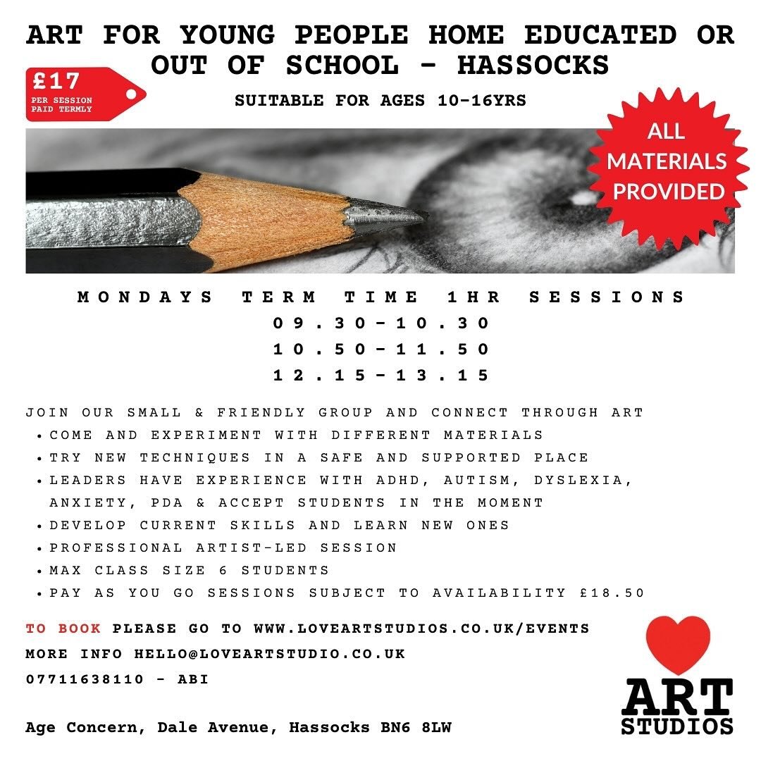 Join us at our fabulous art sessions in Hassocks on Mondays for art &amp; craft enthusiasts! 

There are 3 x 1hr sessions to choose from:

9.30-10.30 
10.50-11.50 
12.15-13.15

We are child-led and low demand. We believe in creating a safe space for 