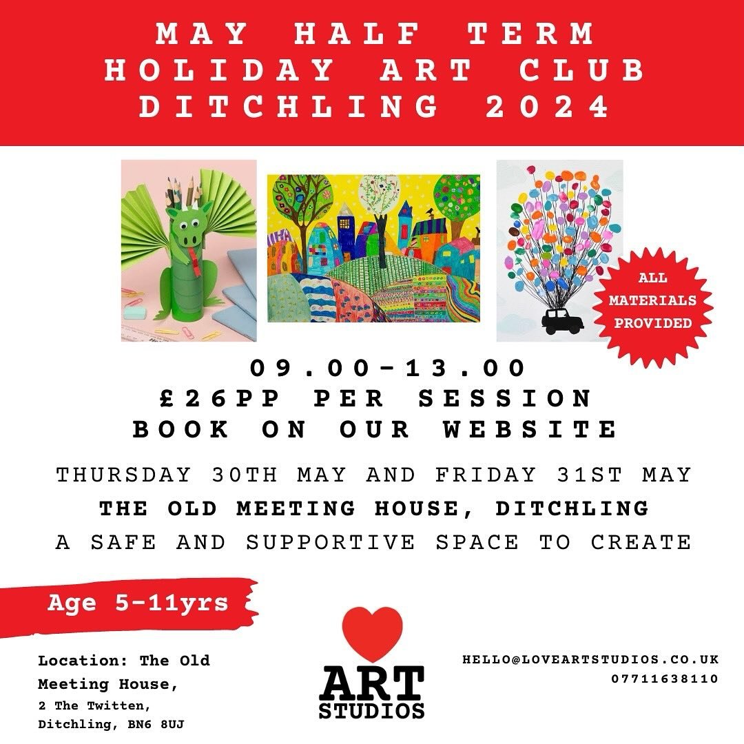 Thank you to everyone that took part in our parent survey recently about half term, we have decided to have our club days on Thursday 30th and Friday 31st May.

You can expect the usual hive of creative activity, keeping your young artists busy creat