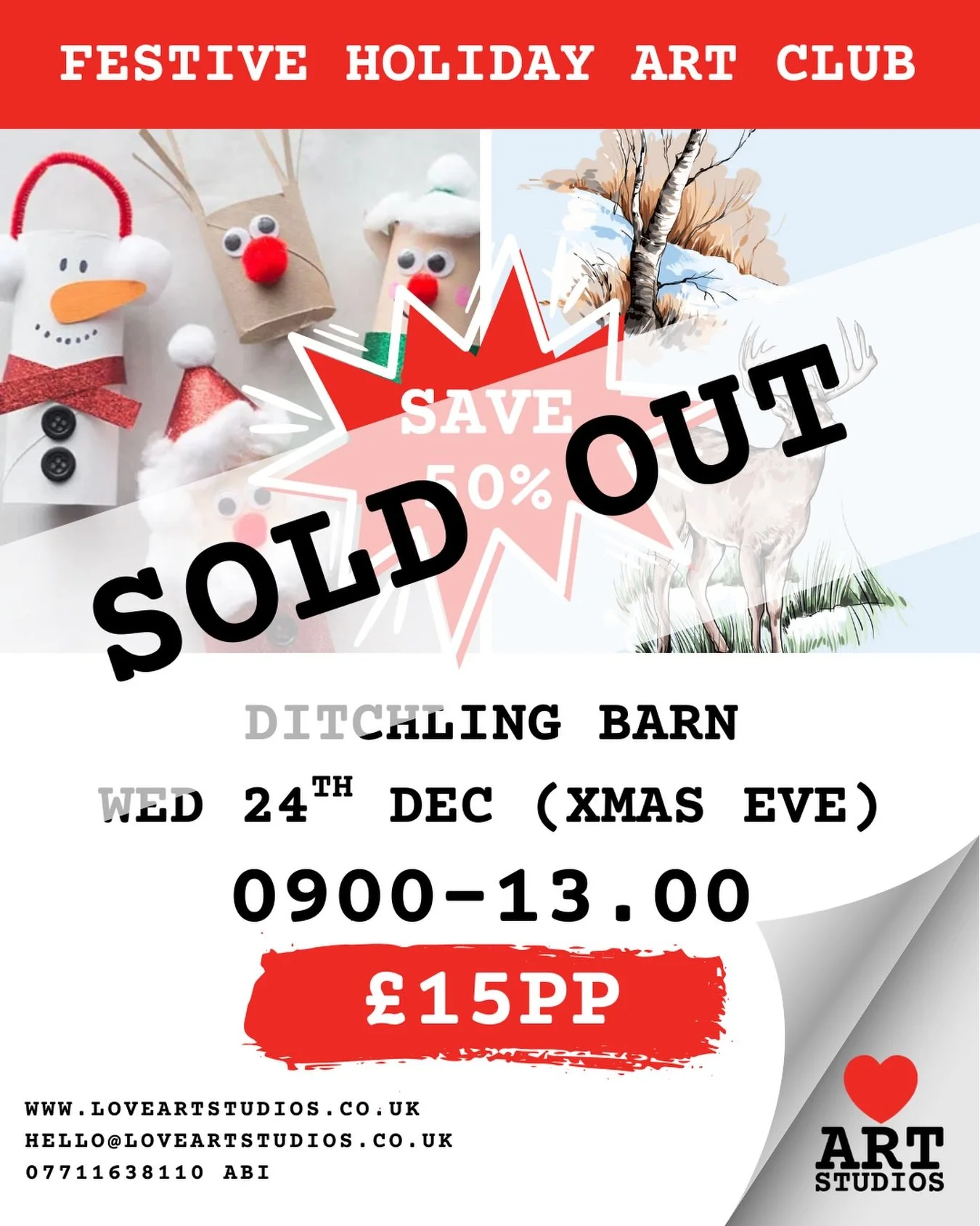 Our Christmas Eve holiday art club in Ditchling has sold out.

Thank you to everyone who booked! Hope you have a great time ❤️