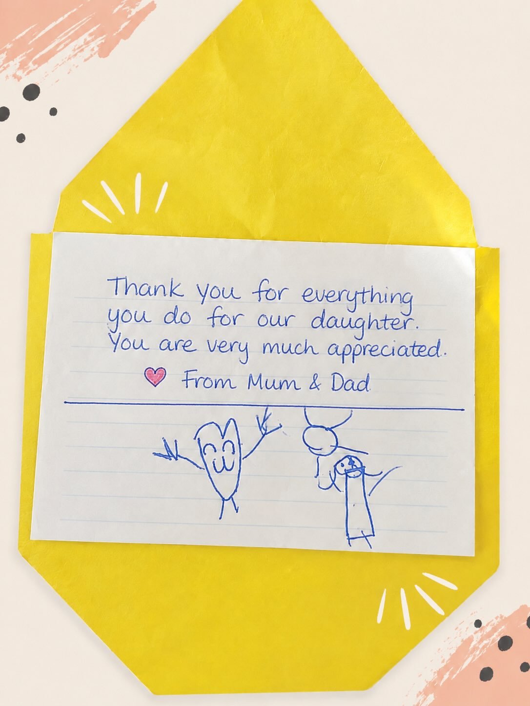 &ldquo;Thank you for everything you do for our daughter. You are very much appreciated.&rdquo;

This beautiful card, illustrated by one of the children who attends our Nurture Art Club, was given to session leader @melaniehickmore_art by her parents.