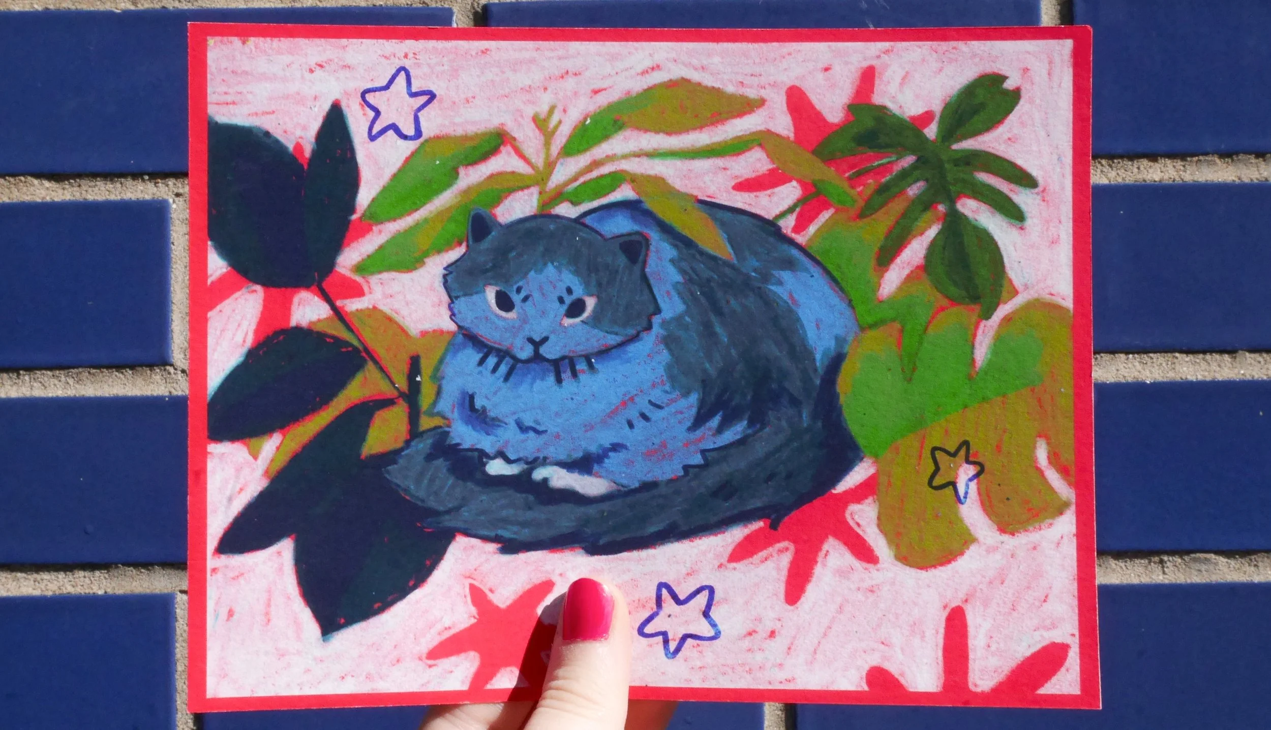 Blue Cat Print