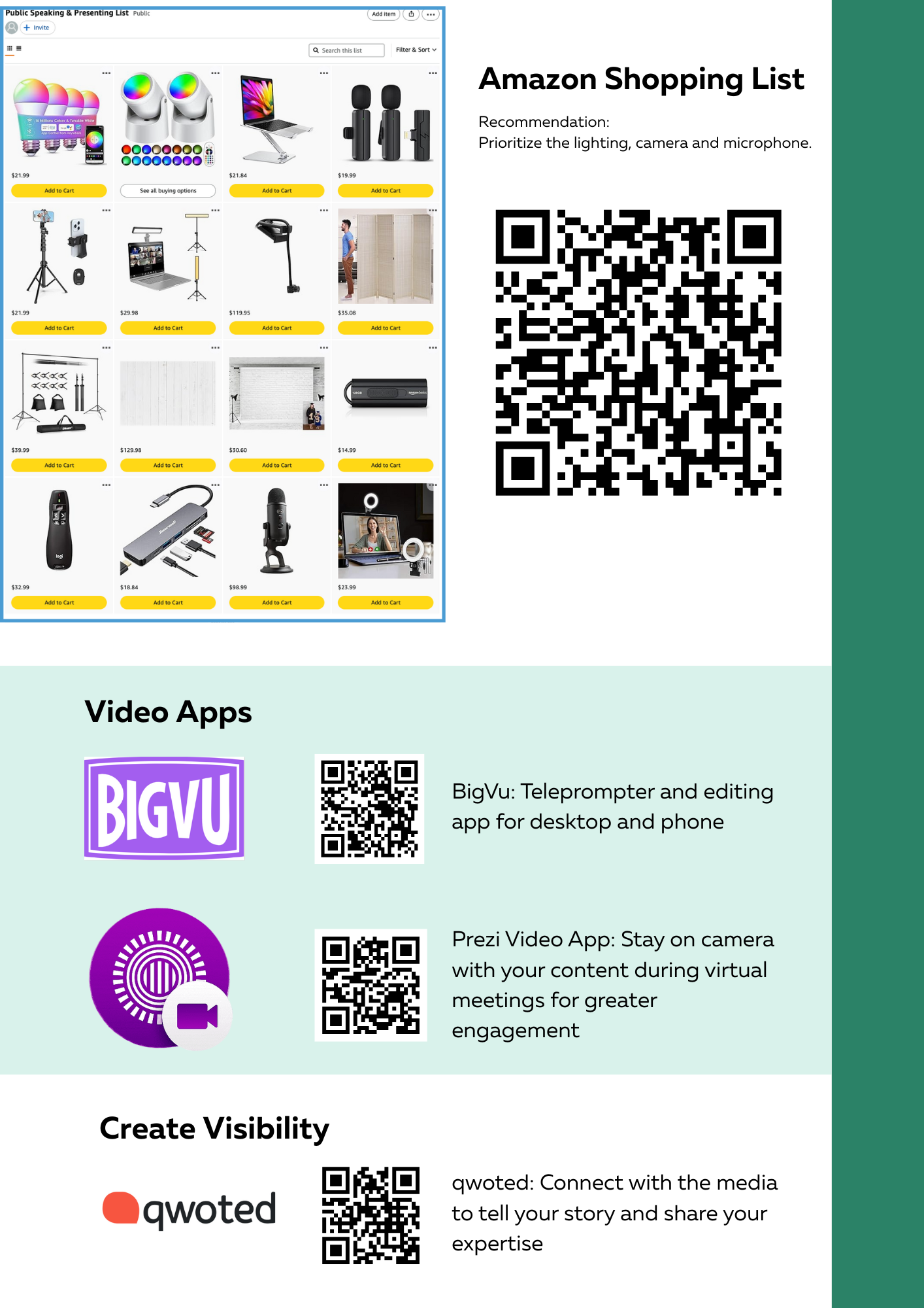 Shopping list for virtual tools