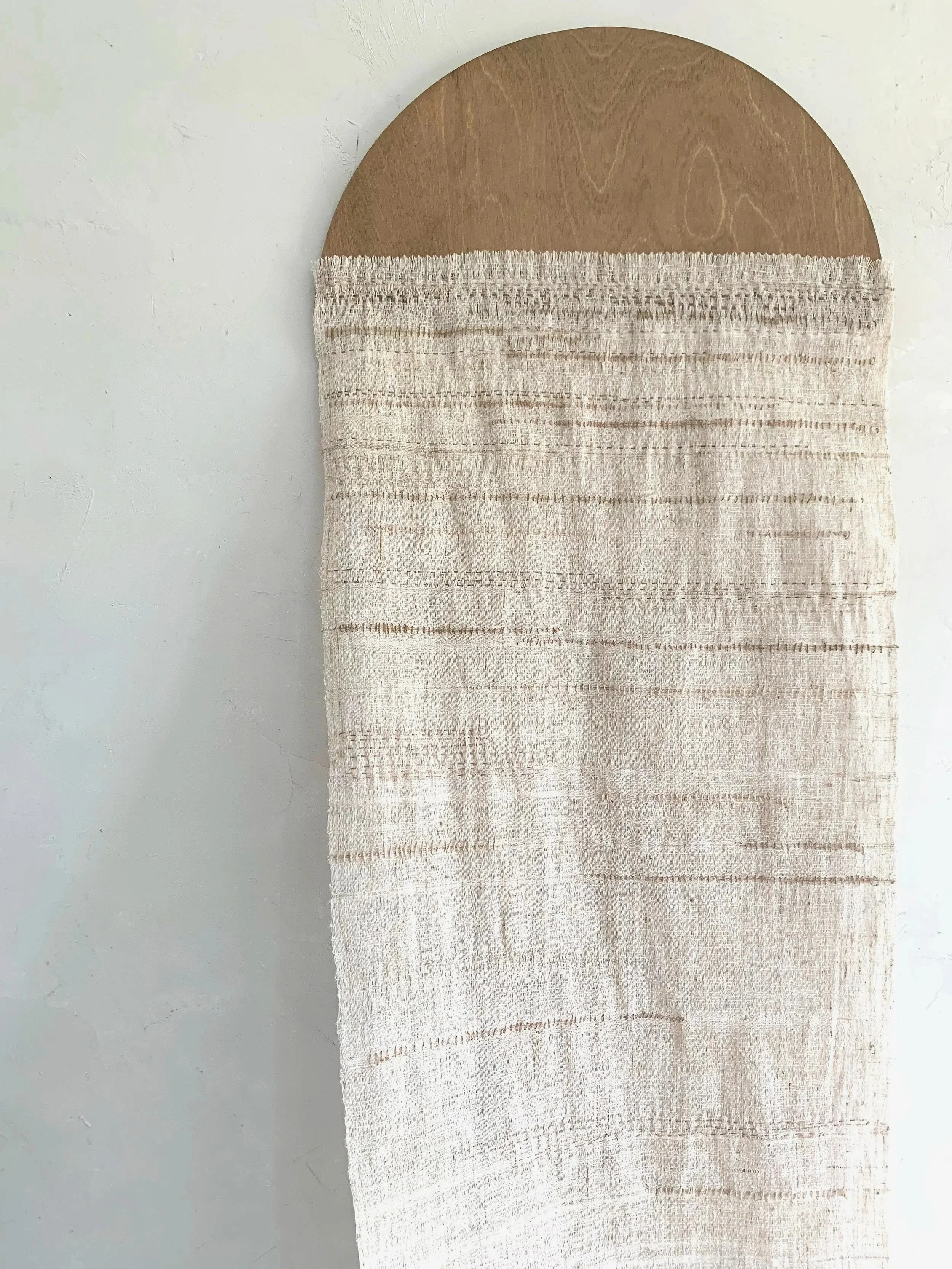 Filiz Soyak — Hand-stitched textile art on kurimayu, a wild silk that can only be woven by hand · Each thread irregular, each tension felt by the weaver · No two pieces alike 2022