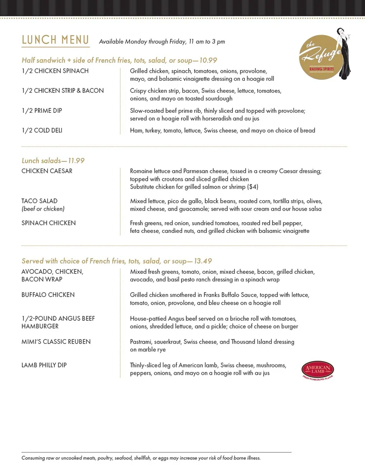 Respite Menu Menu — The Refuge