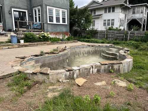 Backyard before swimming pool removal