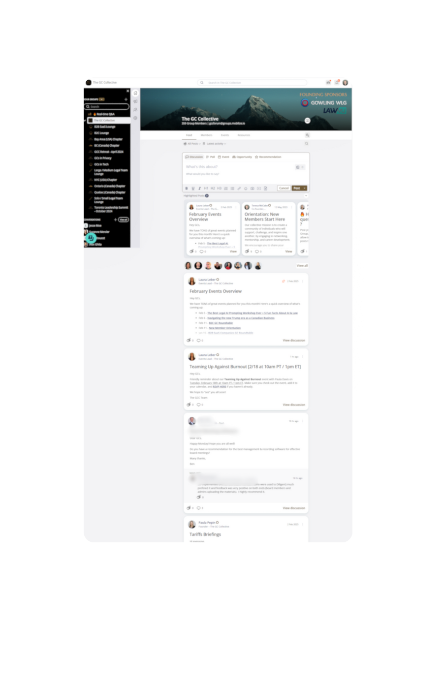 A screenshot of the GC Collective member portal.