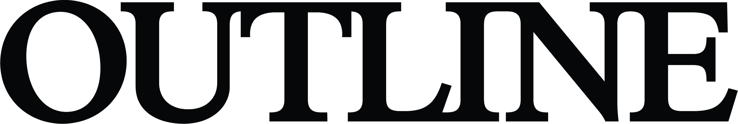 Outline of the word 'OUTLINE' in black, large, stylized text.