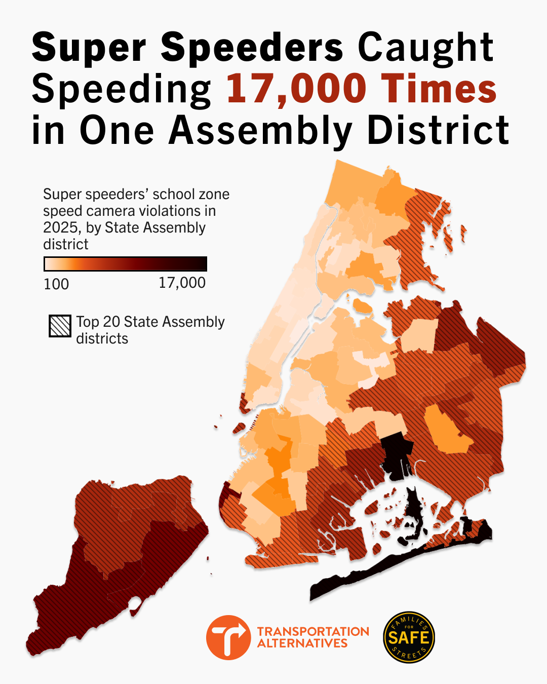 New Data Reveals Top 20 Assembly Districts Terrorized by Super Speeders, as Assembly Debates “Stop Super Speeders” Bill; One Year After Super Speeder Kills Three on Ocean Parkway
