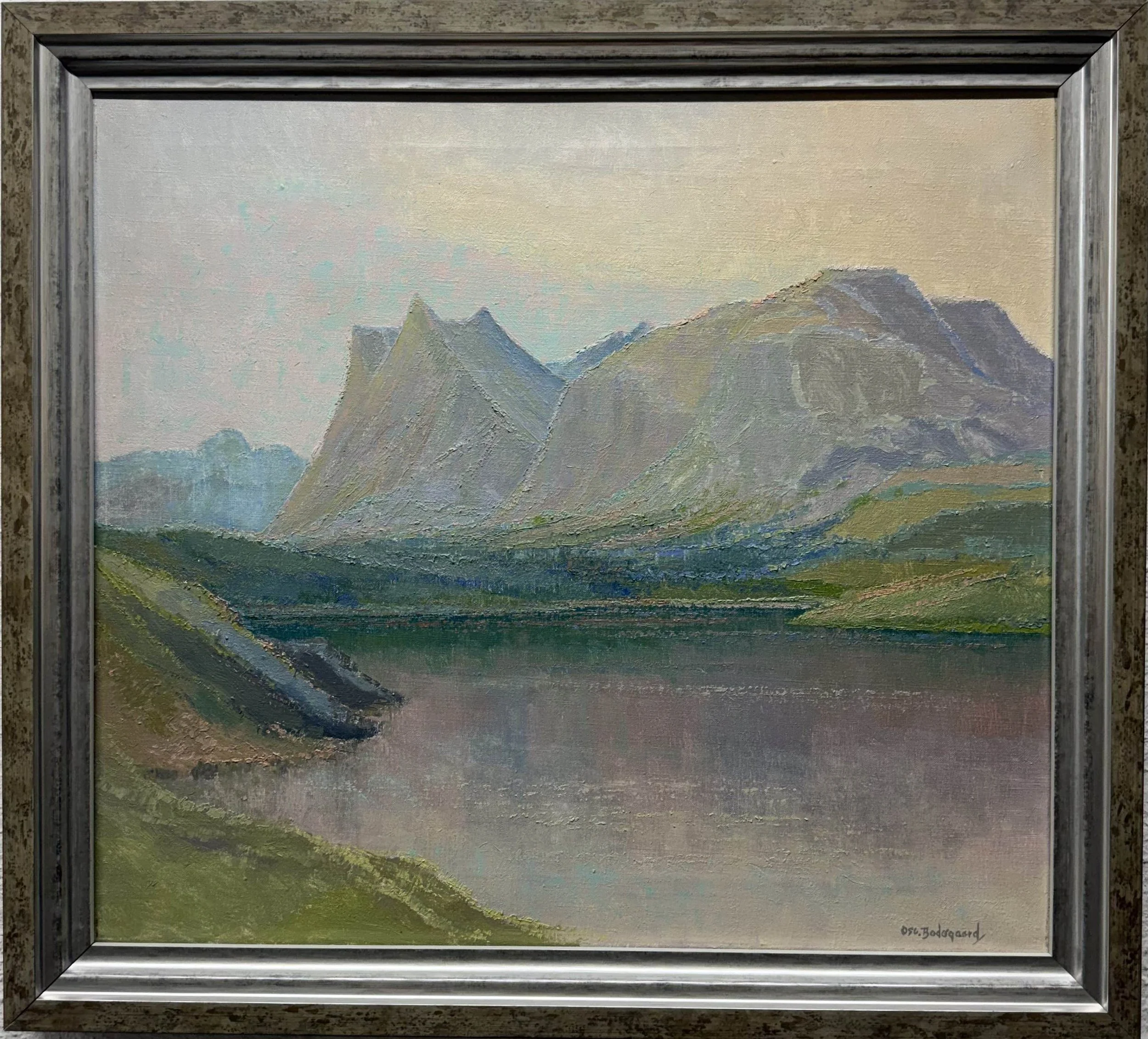 Fra Vatnvatnet av Oscar Bodøgaard (1923–2011), H 69 x B 76 cm, 1990-tallet, olje på lerret, startpris kr. 55.000