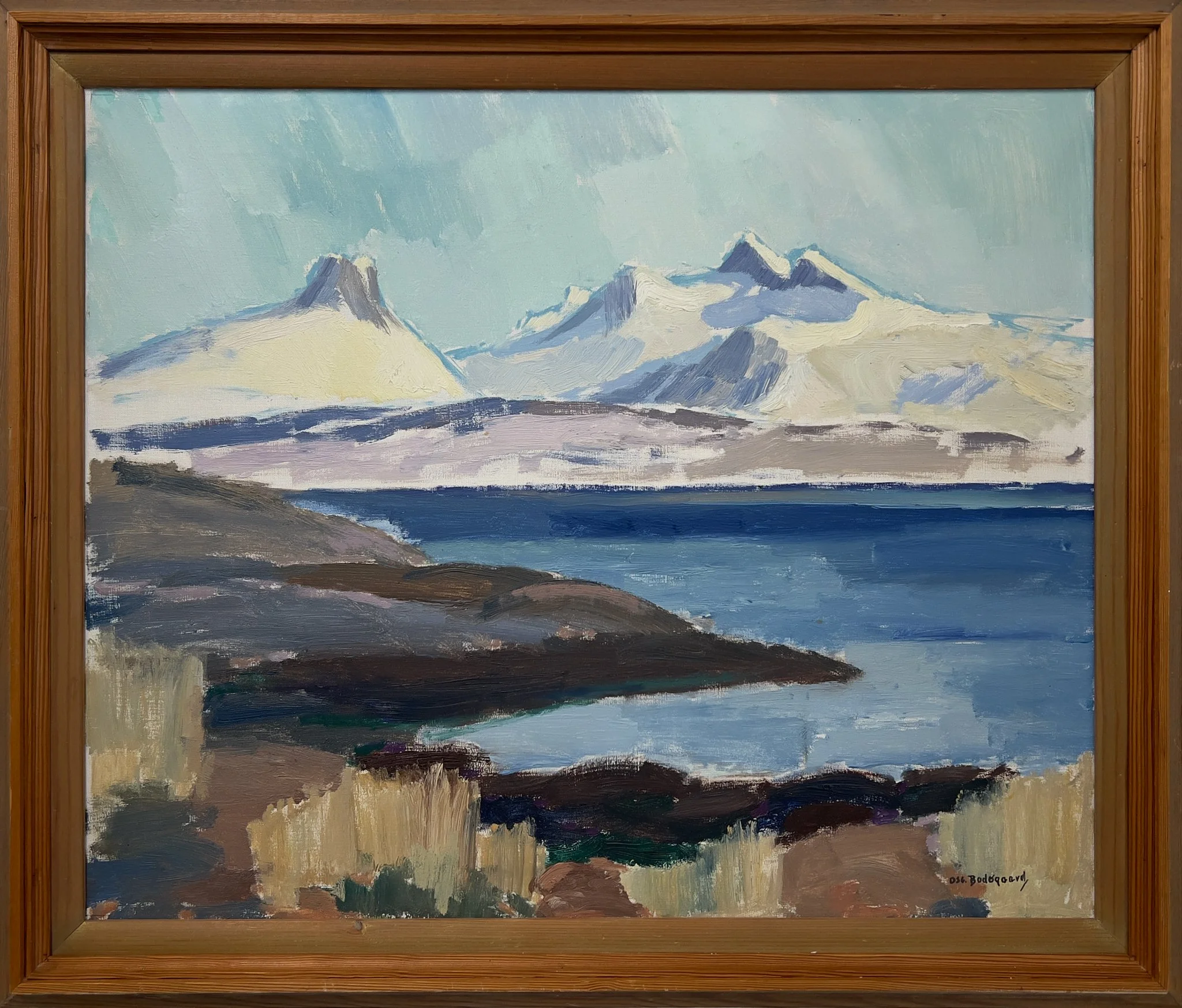 Børvasstindan av Oscar Bodøgaard (1923-2011), ikke datert (ca. 1960), olje på lerret, H 57 x B 67 cm, startpris kr. 20.000