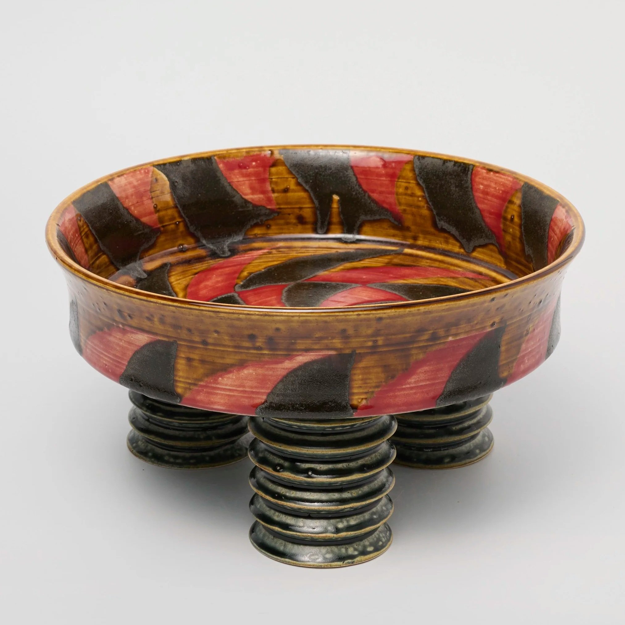 Tripod Bowl with Red Whirlpool