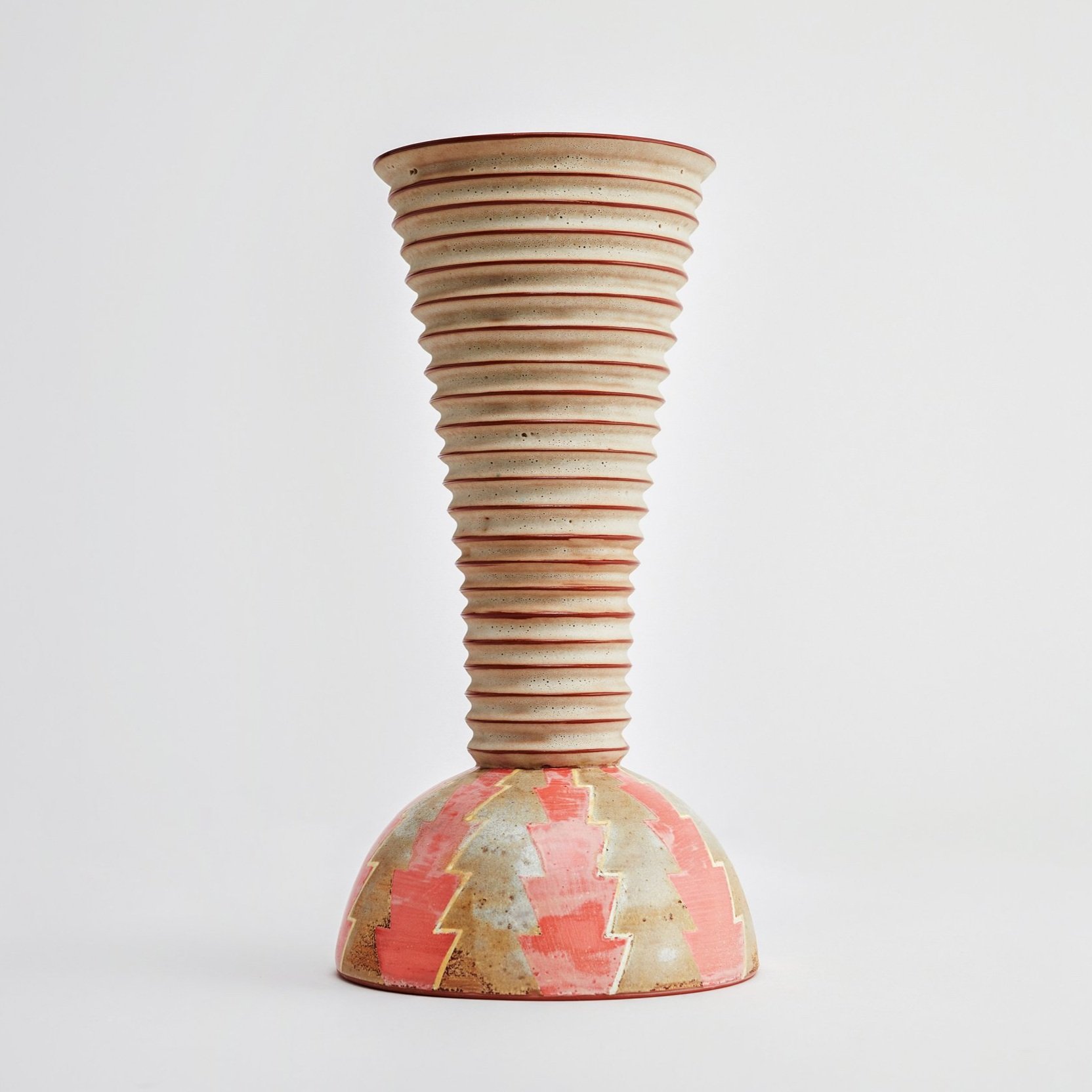 Waterfall Vase with Serrated Stripes