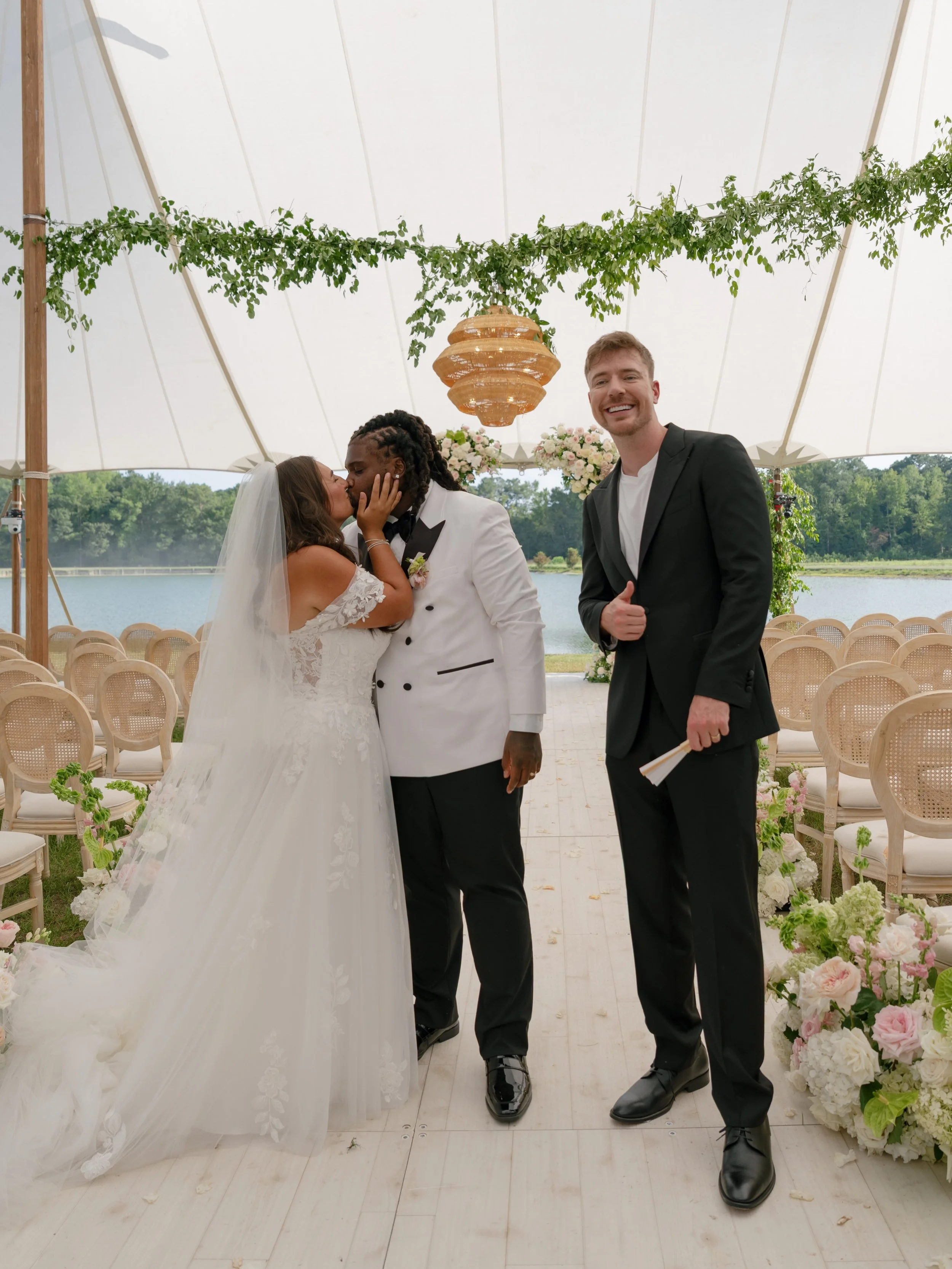 A tent with a view, moms crying, a couple at the altar surrounded by beautiful florals and their loved ones... sounds like a typical wedding, right?

Well, not exactly.

When @mrbeast is behind the production, you can expect a few unexpected twists.
