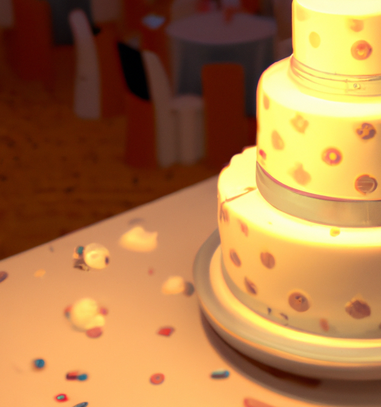 Wedding Cake on table at reception