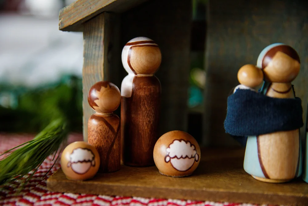 Peg Doll Nativity-Base Set — Anna Mayer Studios