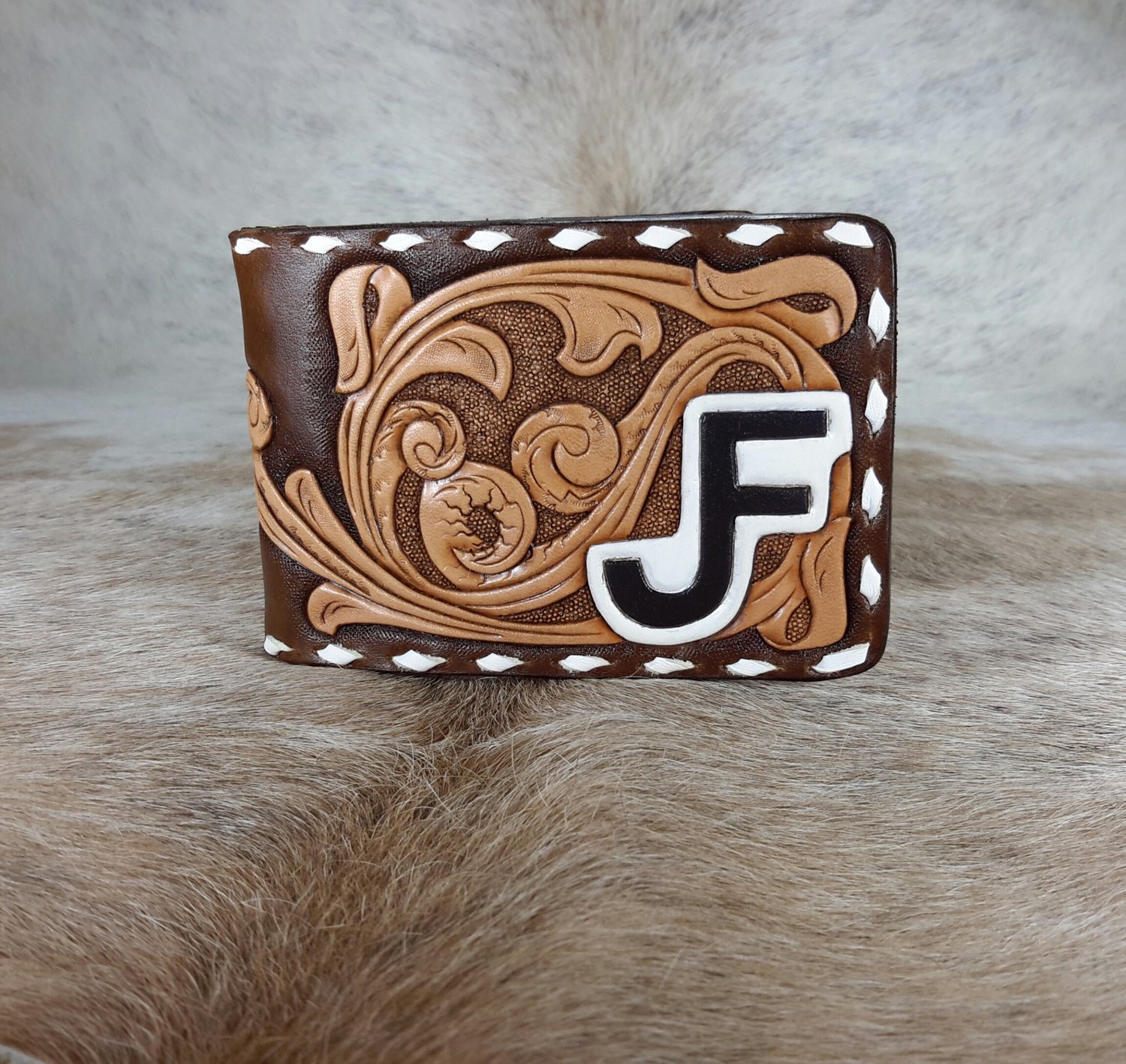 Hand Painted and Tooled Leather Wallet