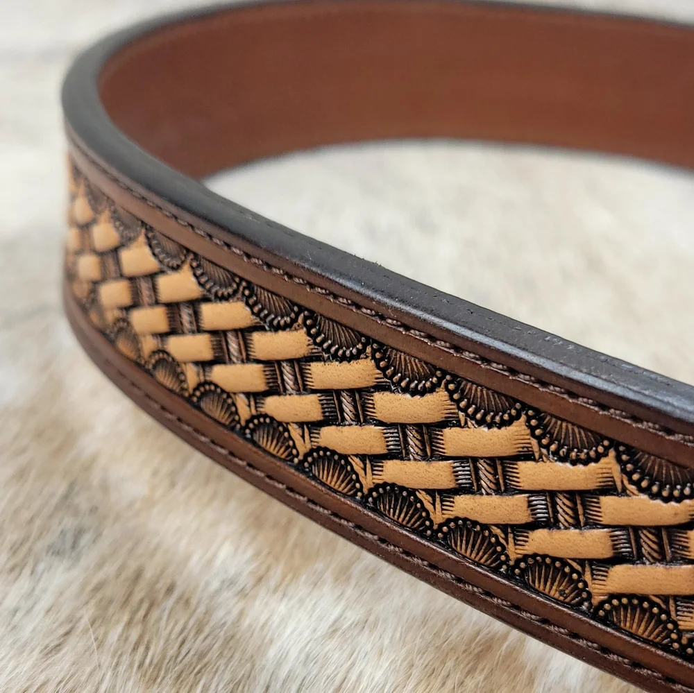 Hand Tooled Leather Kids Belt — 33 Ranch & Saddlery, LLC display picture 1