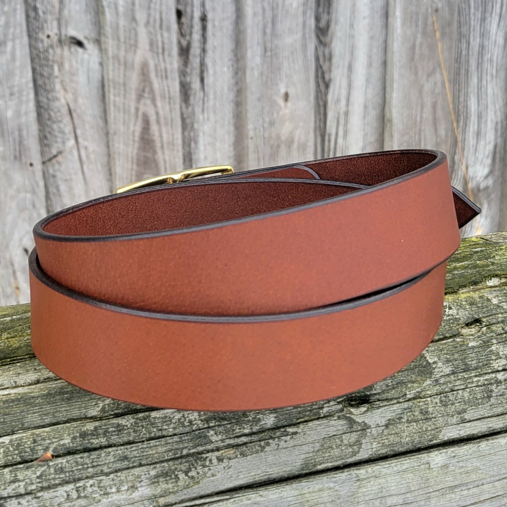 Back of custom leather water buffalo belt
