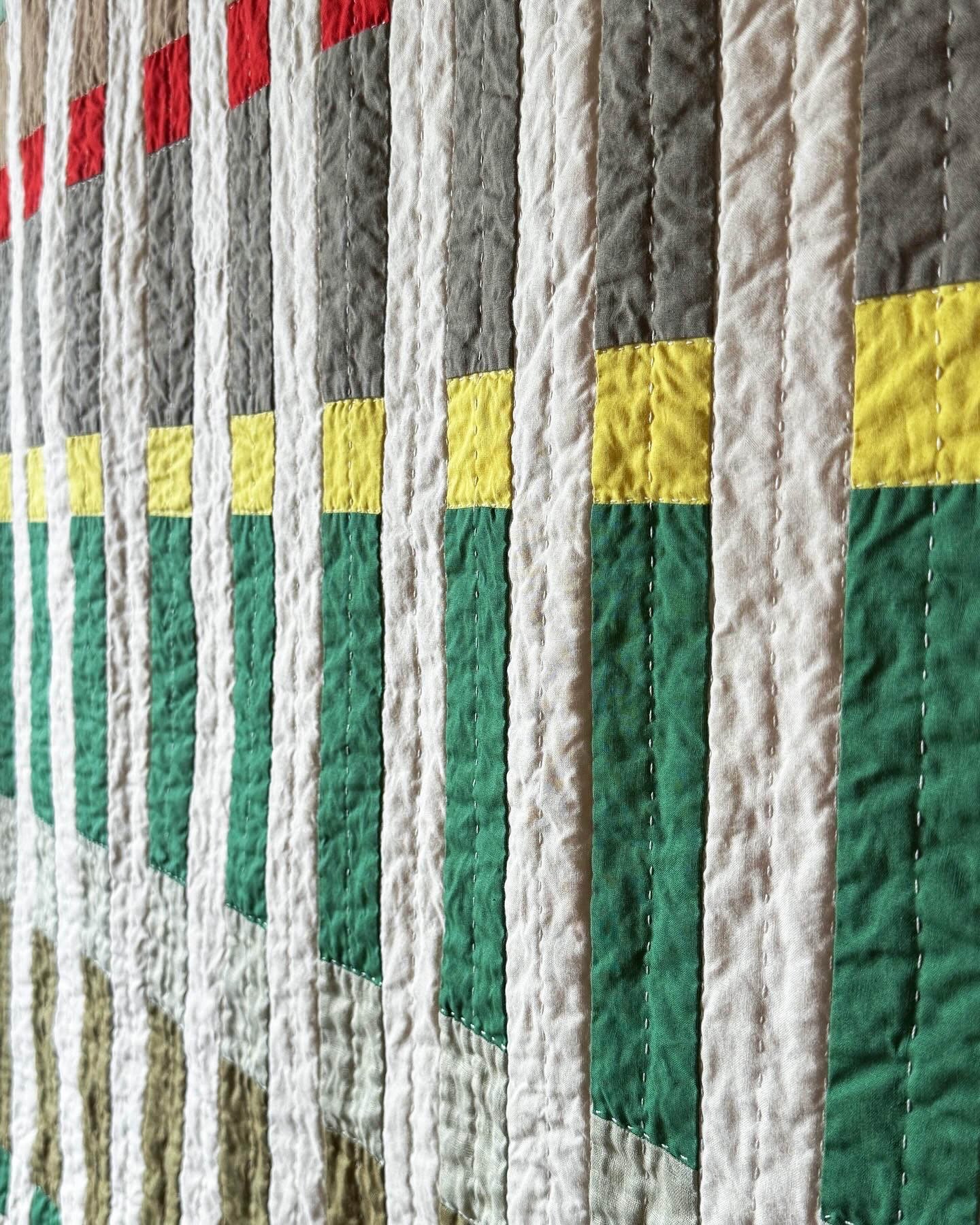 Close up of the texture of the hand quilting.