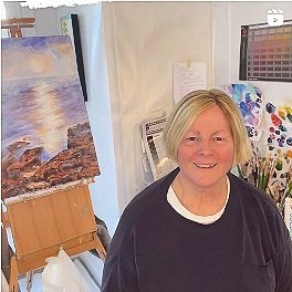 Jean Parker a Calgary artist at her studio