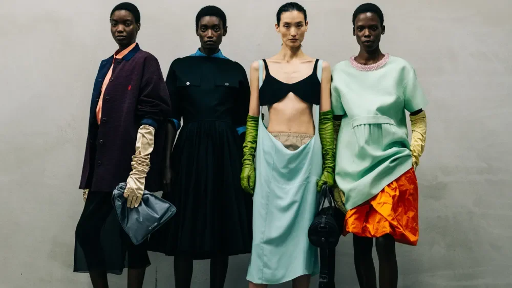 4 Prada models at Milan Fashion Week