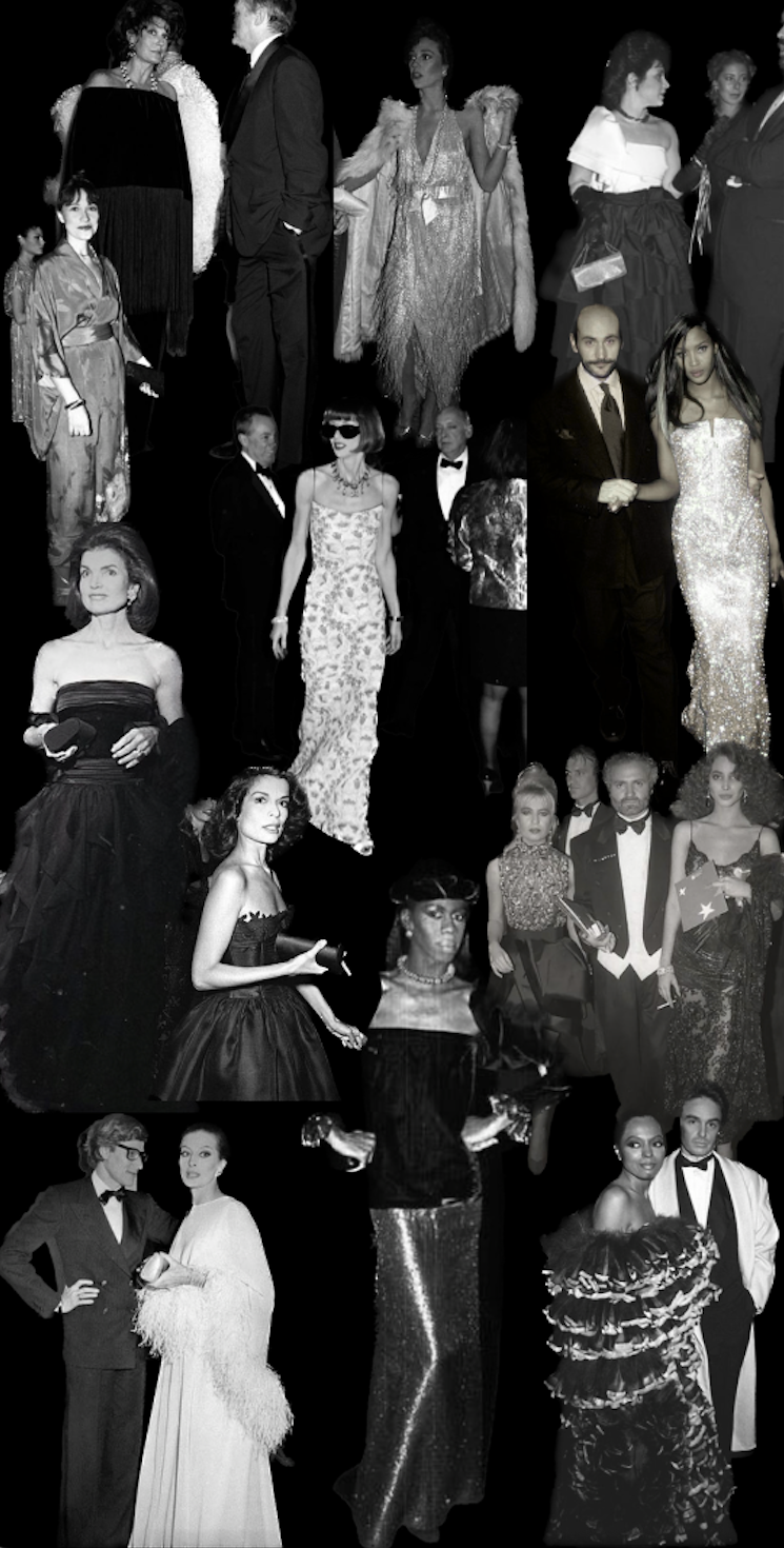 Collage of stock images for the Met Gala looks since 1946