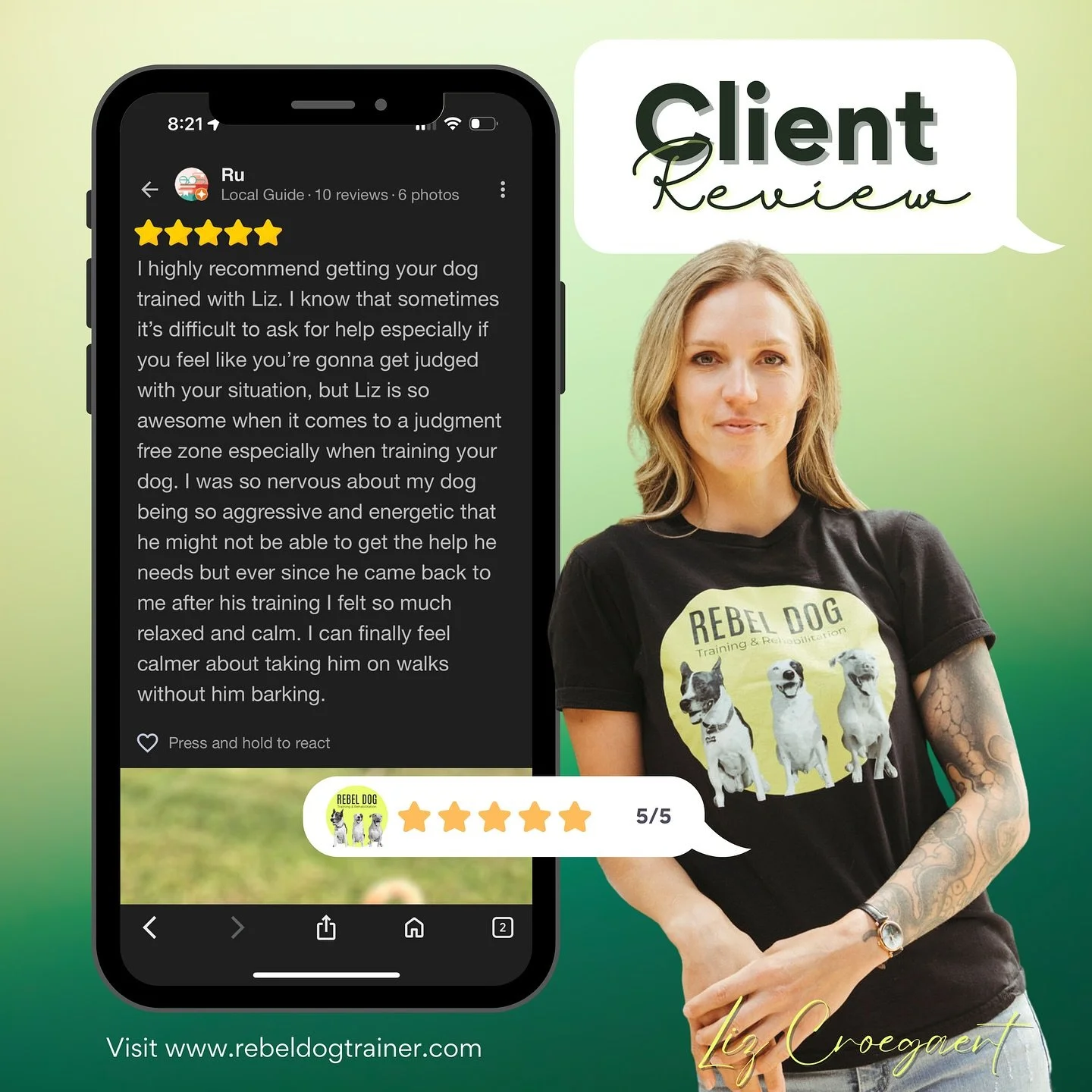 We love our clients here at Rebel Dog!

Especially when they leave a nice Google review! 😎

#roseville #rocklinca #rocklindogs #rosevilledogs #clientlove #testimonialthursday #bestclients #dogtrainingroseville