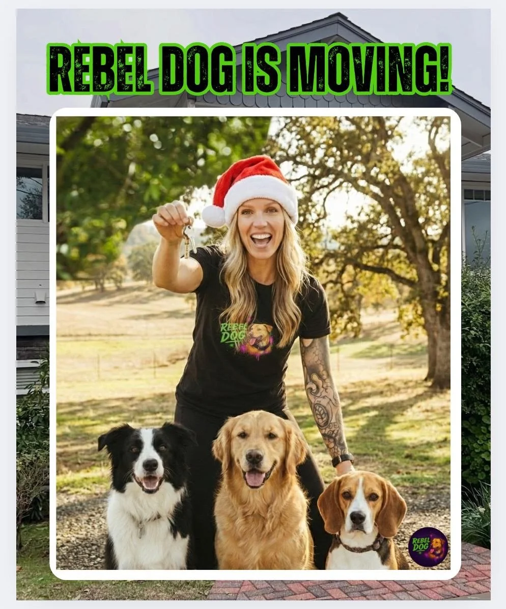 BIG NEWS 🎉
  Rebel Dog is officially moving!

After years of dreaming and visualizing the perfect home and training environment&hellip; I think we have found it.
 Our new location in Newcastle, CA gives us everything we need to help the dogs (and th