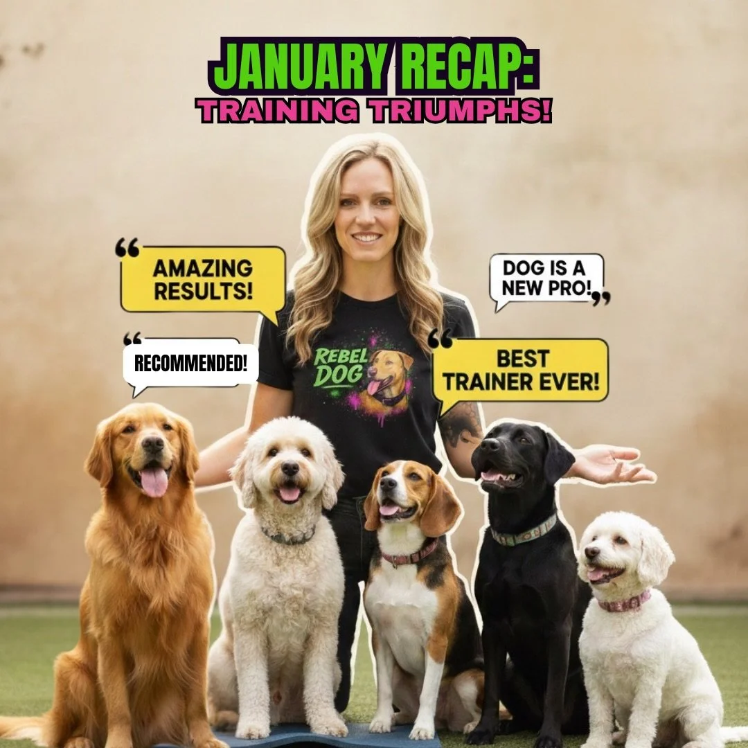 January recap.

Another month of dogs proving that behavior isn&rsquo;t &lsquo;just their personality.&rsquo;
We&rsquo;re grateful for all these pups, but more so for their committed owners. We love our clients here at Rebel Dog! 

February is booked