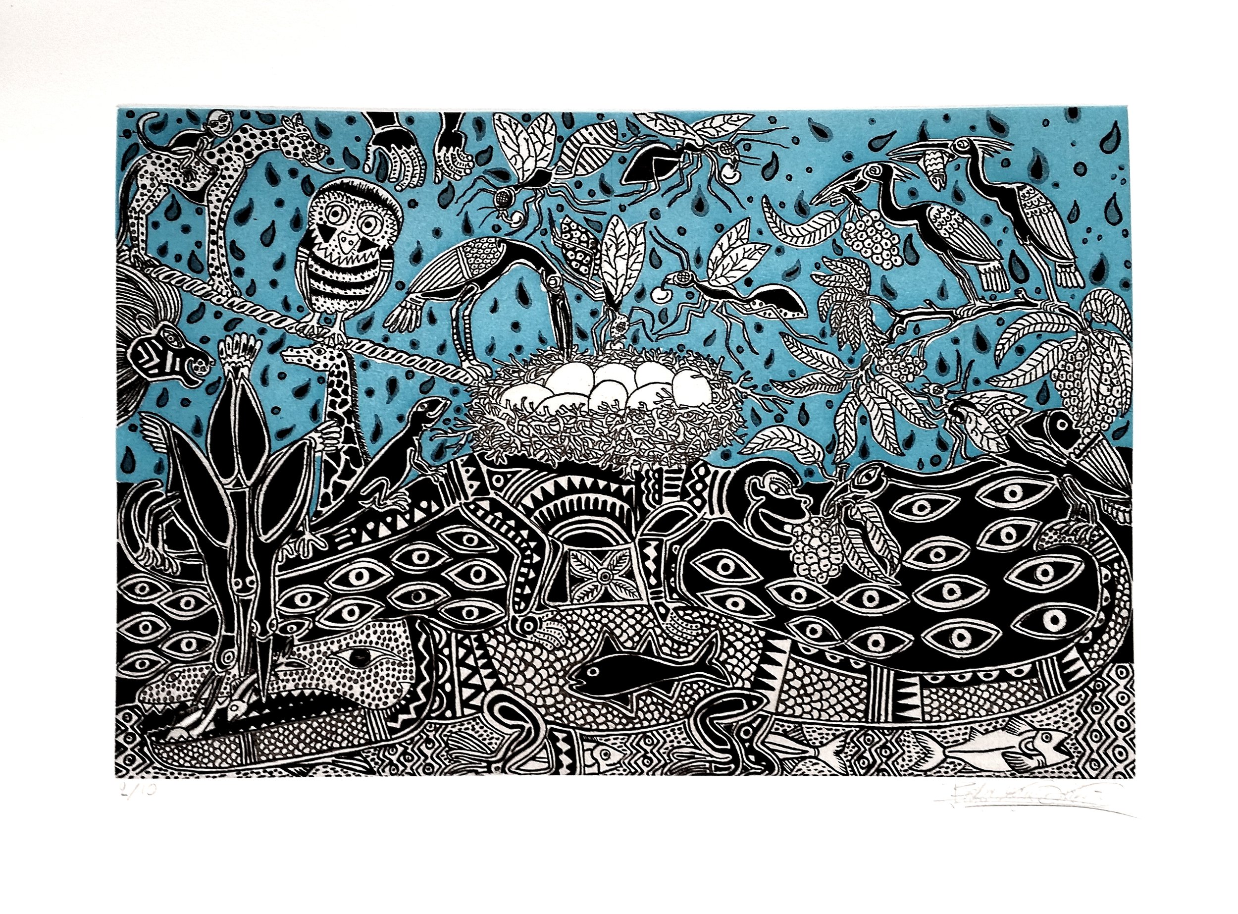Acid Etched Print ('Walènyumandon,' 2017, 16.5 x 22 inch)
