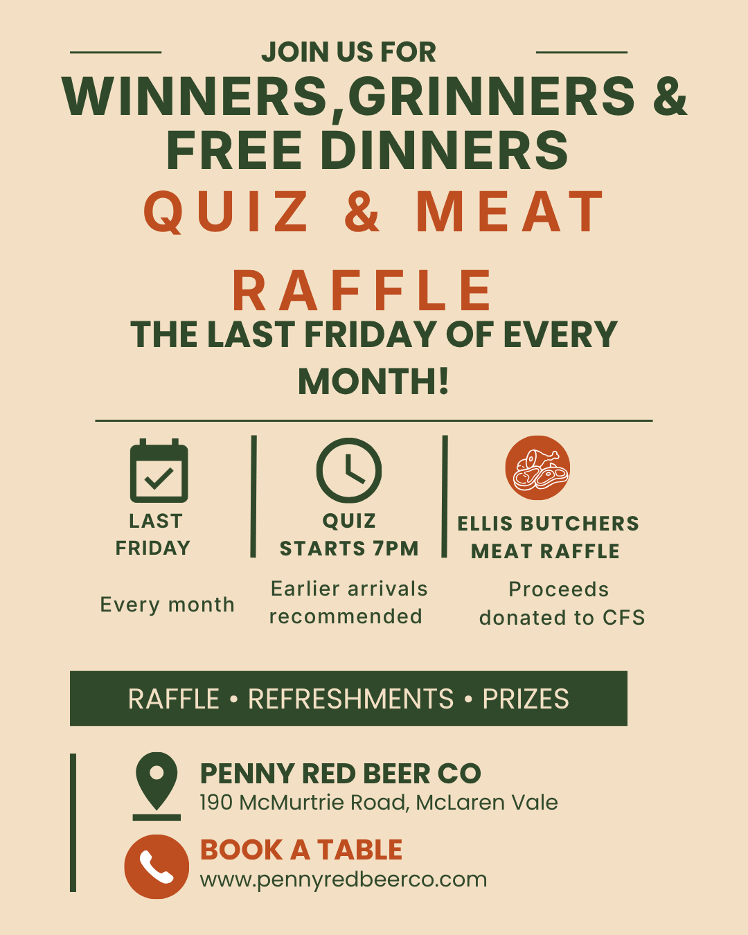 QUIZ + Winners, Grinners &amp; Free Dinners