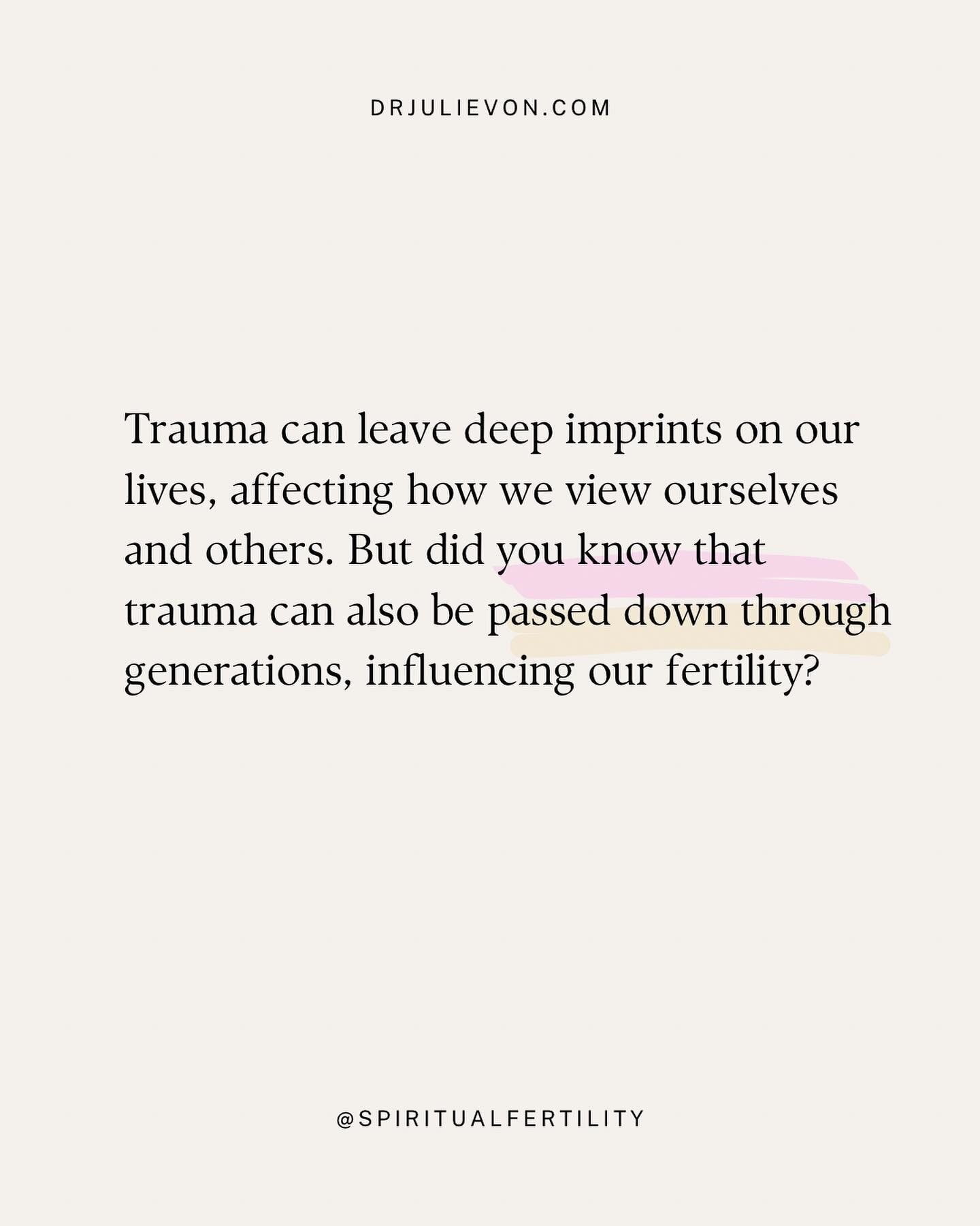 💔 Healing the Inherited Wounds 💔

Trauma can leave deep imprints on our lives, affecting how we view ourselves and others. But did you know that trauma can also be passed down through generations, influencing our fertility? Let's explore the role o