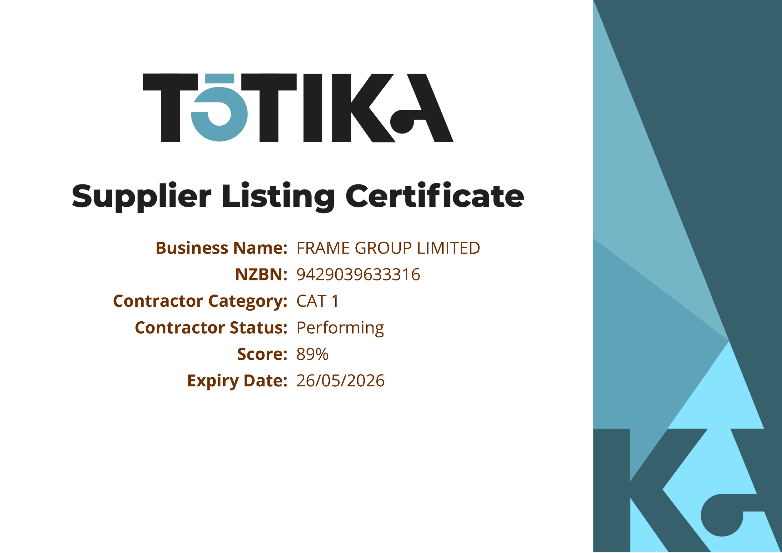 Totika Qualification Frame Group