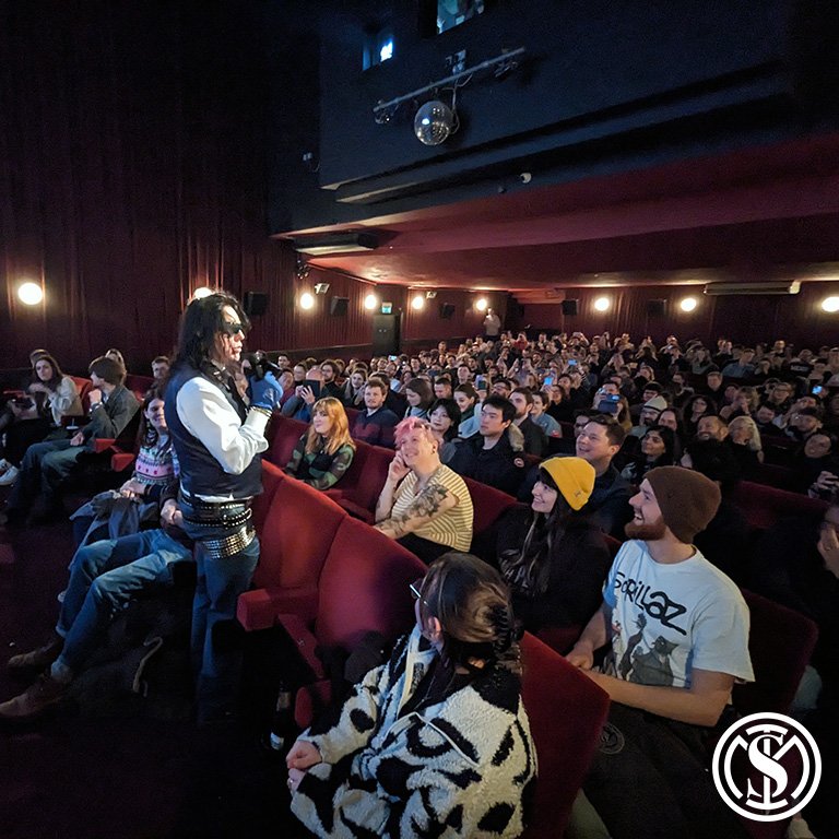 Tommy Wiseau off stage at the Prince Charles Cinema, February 2024. Photo by One Man Underground.