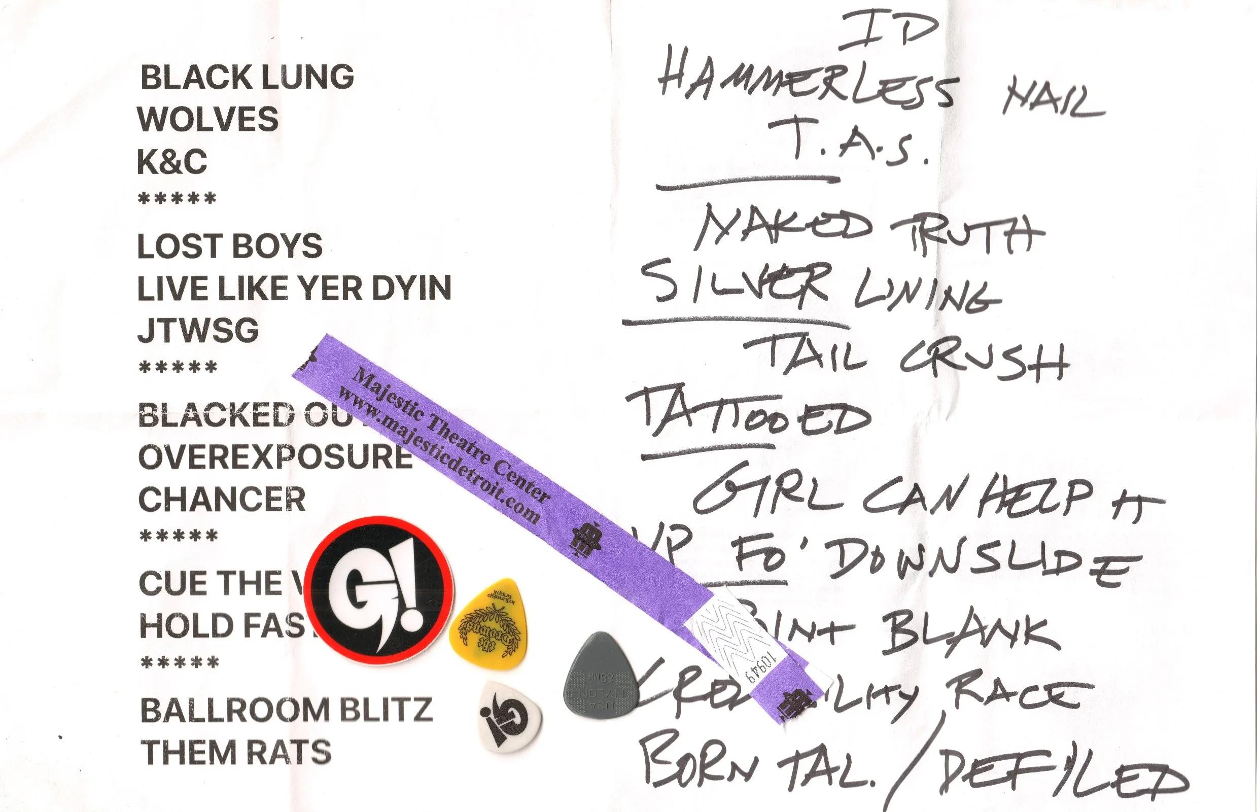 Drowns &amp; New Bomb Turks set lists