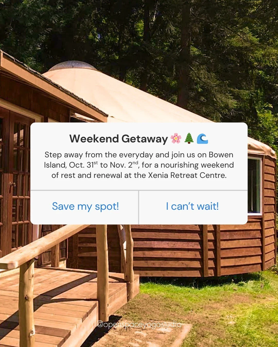 With only a few spots left, now’s your last chance to reserve your place for our weekend getaway to beautiful Bowen Island at the Xenia Retreat Centre. π²β¨
Don't wait! Secure your spot now and be part of this unforgettable weekend retreat expe