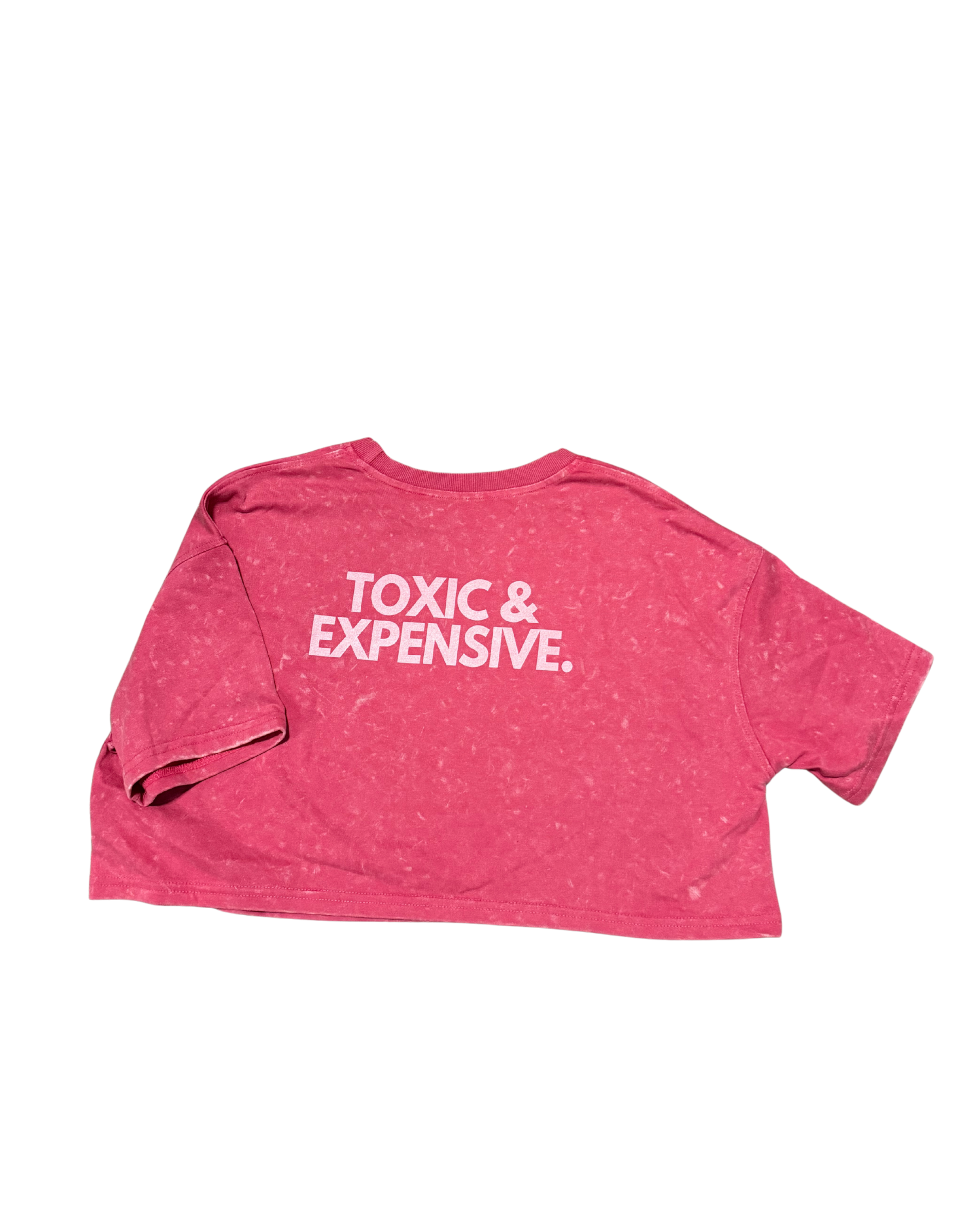 "TOXIC & EXPENSIVE" - VINTAGE LOOSE FIT CROP TEE (PINK WASHED)