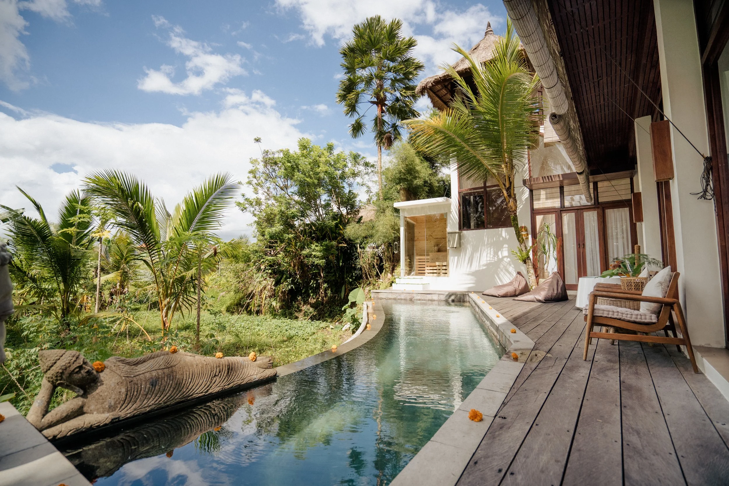 Luxury retreat venue in Ubud Bali surrounded by tropical jungle for women’s entrepreneurial healing and growth