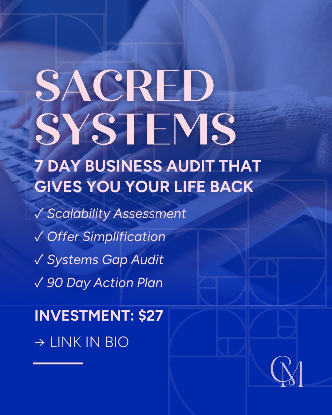 You didn't build a business. 
You built a 24/7 job where you're the only employee. 
Client messages at dinner. Laptop in bed. Work bleeding into every sacred moment.

You can't scale this.
You need SYSTEMS.

Sacred Systems is your 7-day deep dive to 