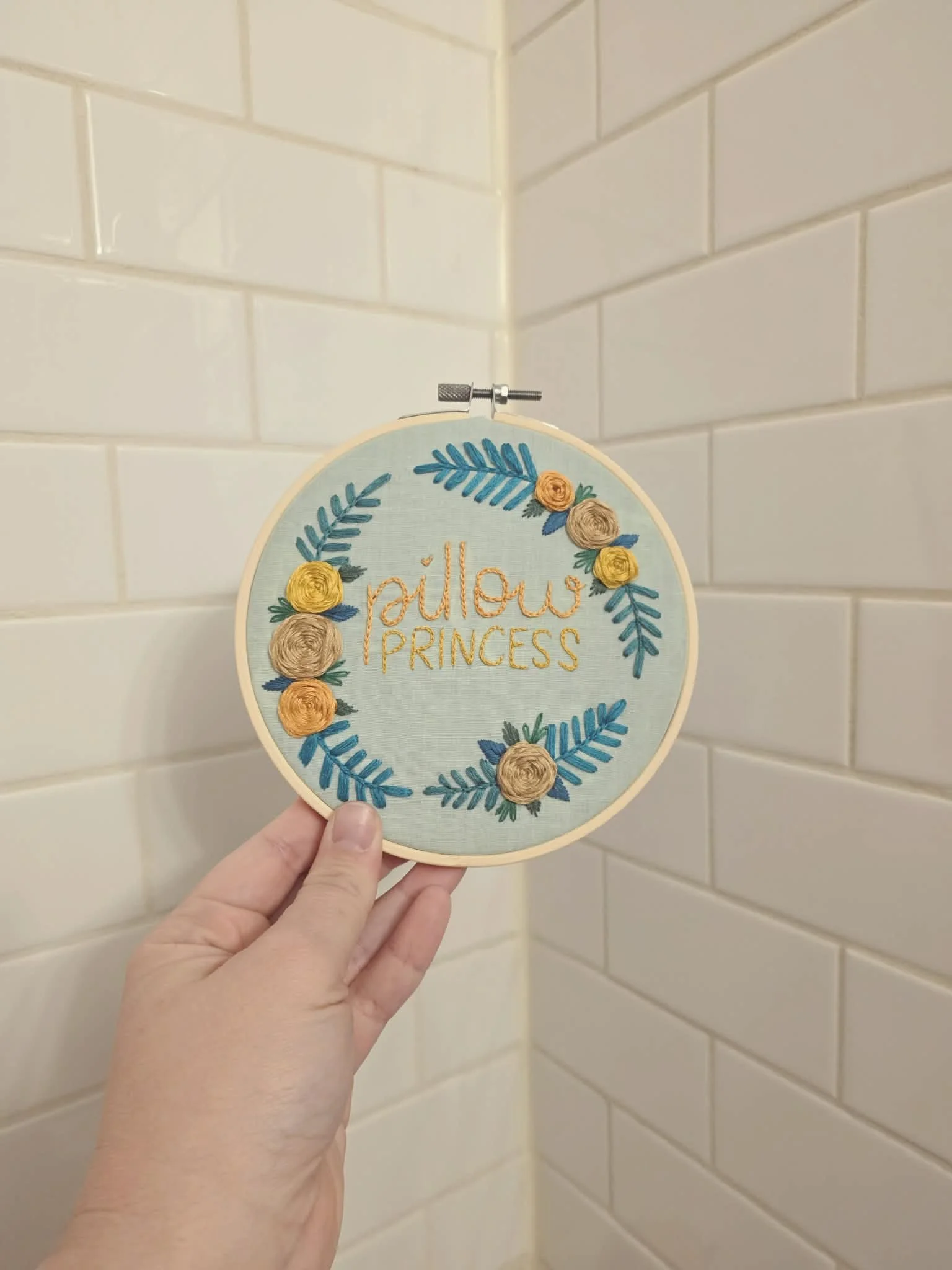 pillow princess - hand embroidered hoop art