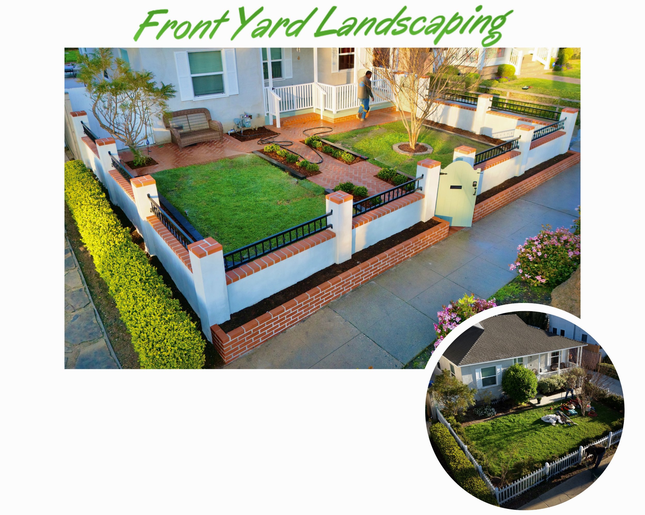 front yard landscaping. hardscape. brickwork. san pedro california
