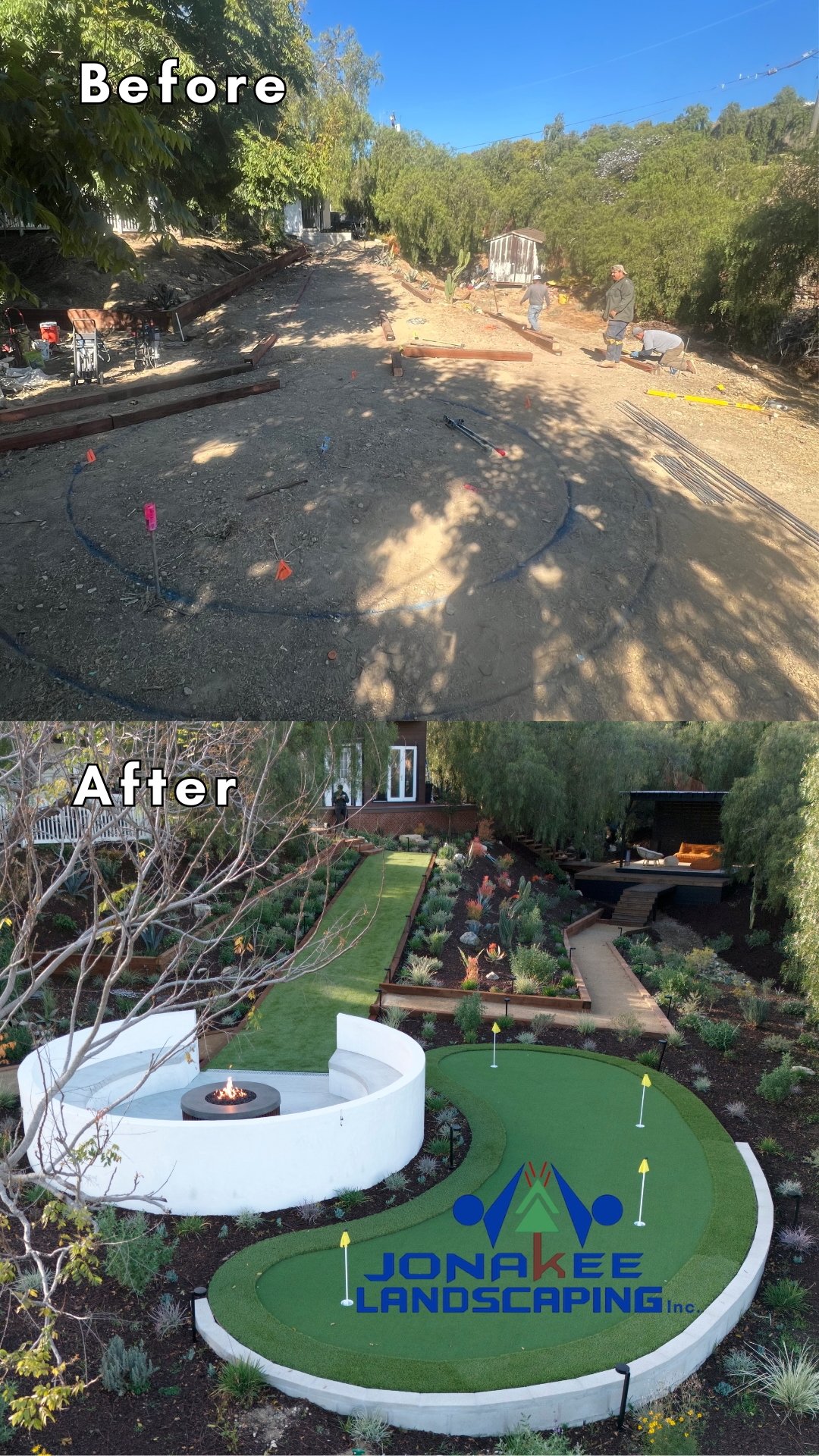 Synthetic Turf Installation. Walk Way. Fire Pit. Mini Golf. Palos Verdes Estates