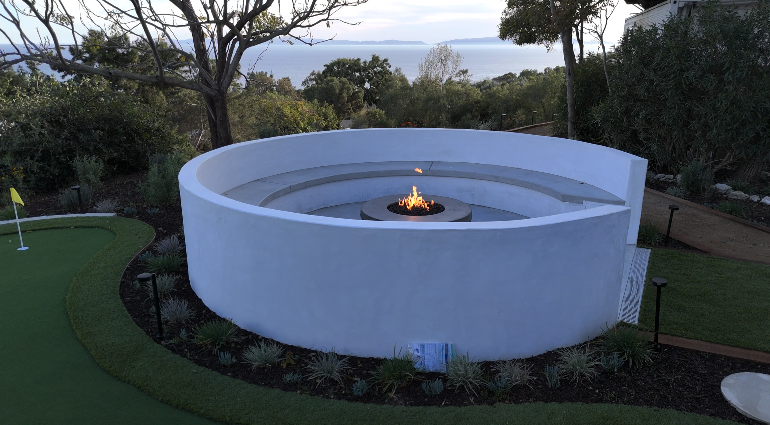 Palos Verdes Estates, CA Fire Pit and Mini Golf Synthetic Turf Installation