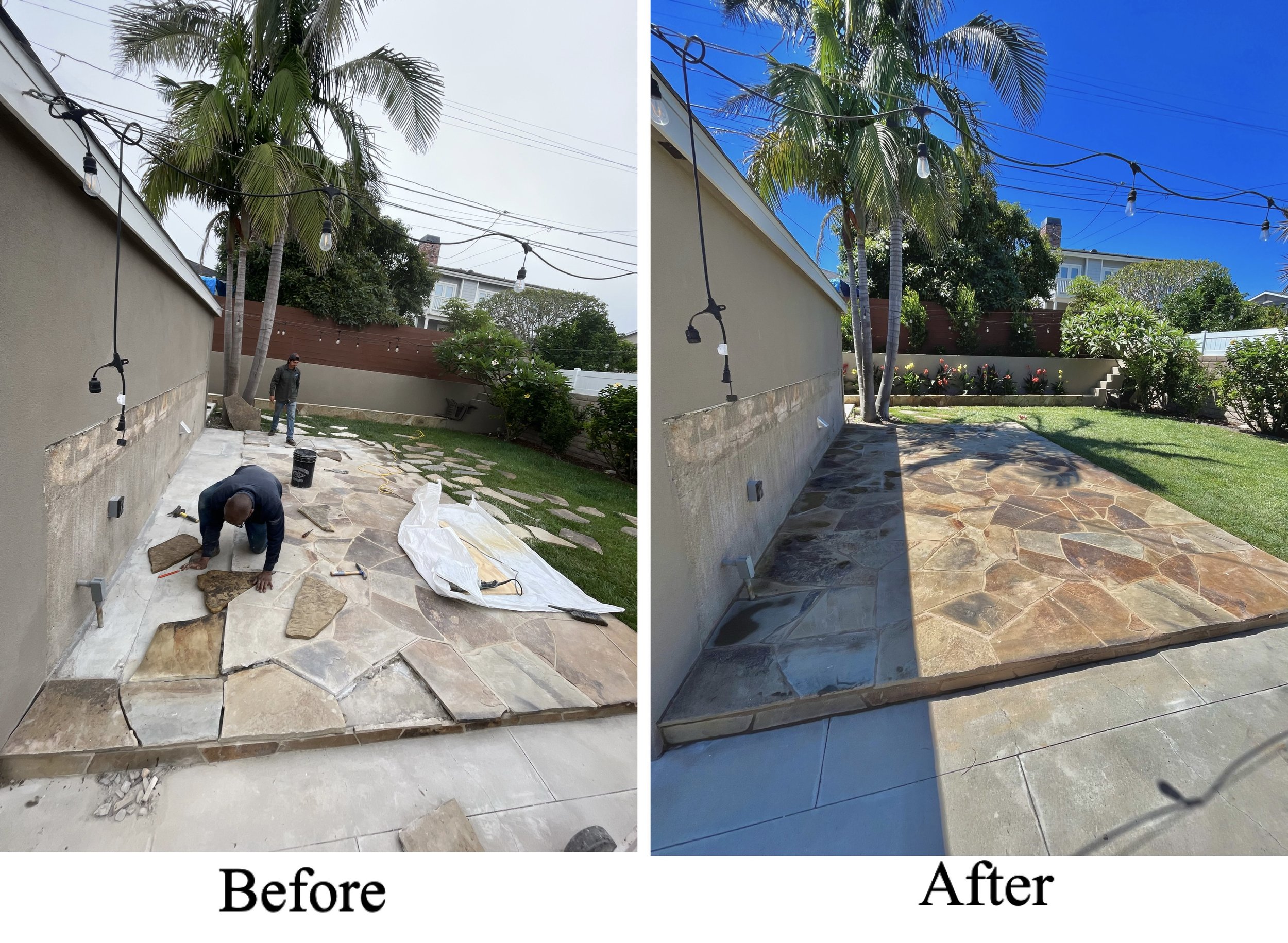 Flagstone backyard rancho palos verdes